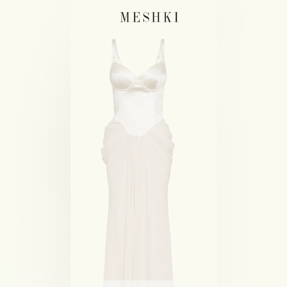 Meshki Leila Satin Corset Maxi Dress - Ivory